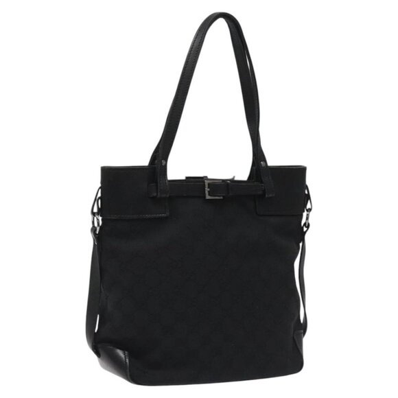 GUCCI GG Canvas Tote Bag Black Silver 107757 Auth nb044 - Picture 1 of 16